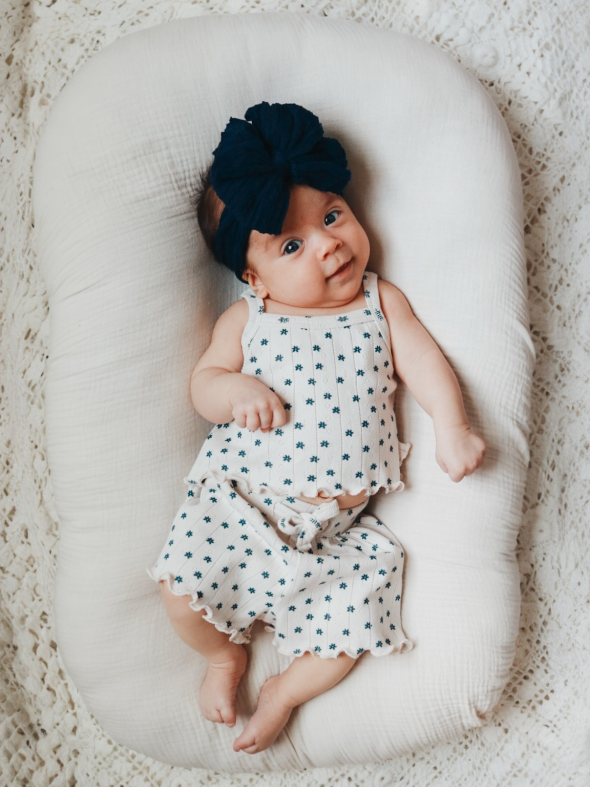 Blue Flower / Organic Pointelle Summer Set