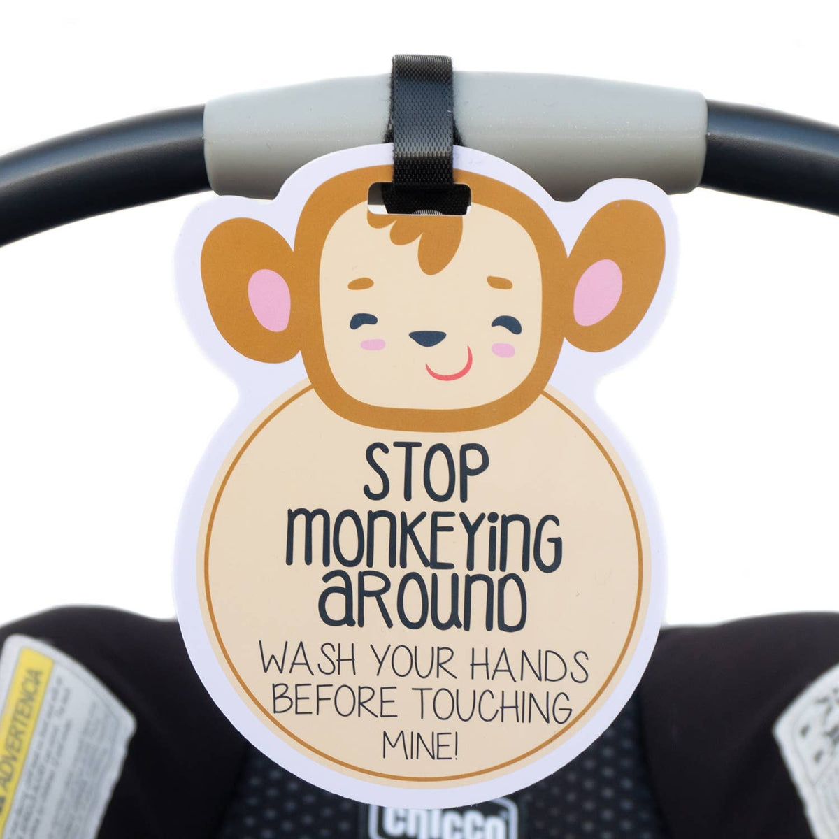 Monkey No Touching Car Seat and Stroller Tag