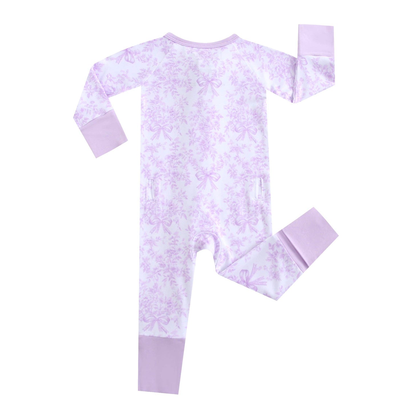 Bows & Blooms Ruffled Bamboo Convertible Footie Zippy Romper