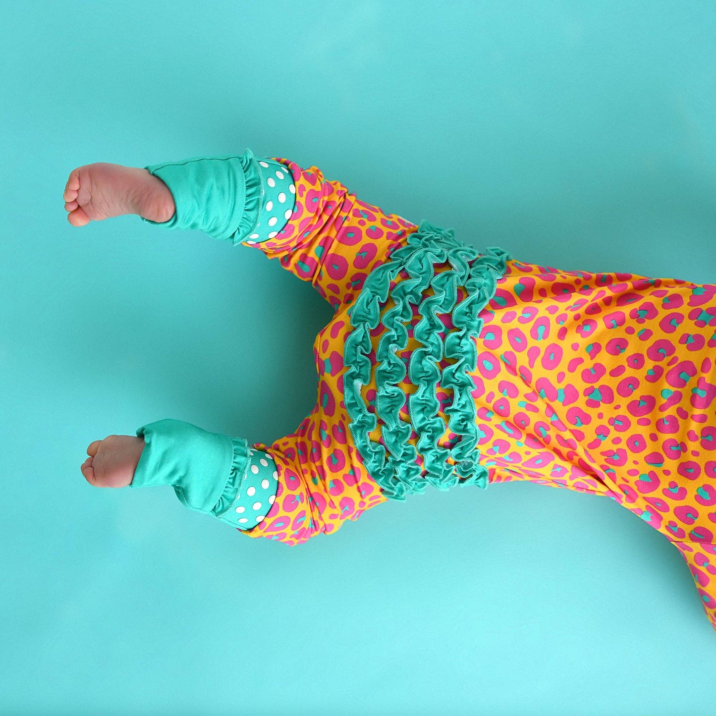 Kelly Leopard RUFFLE ZIP Bamboo One Piece Baby Outfit