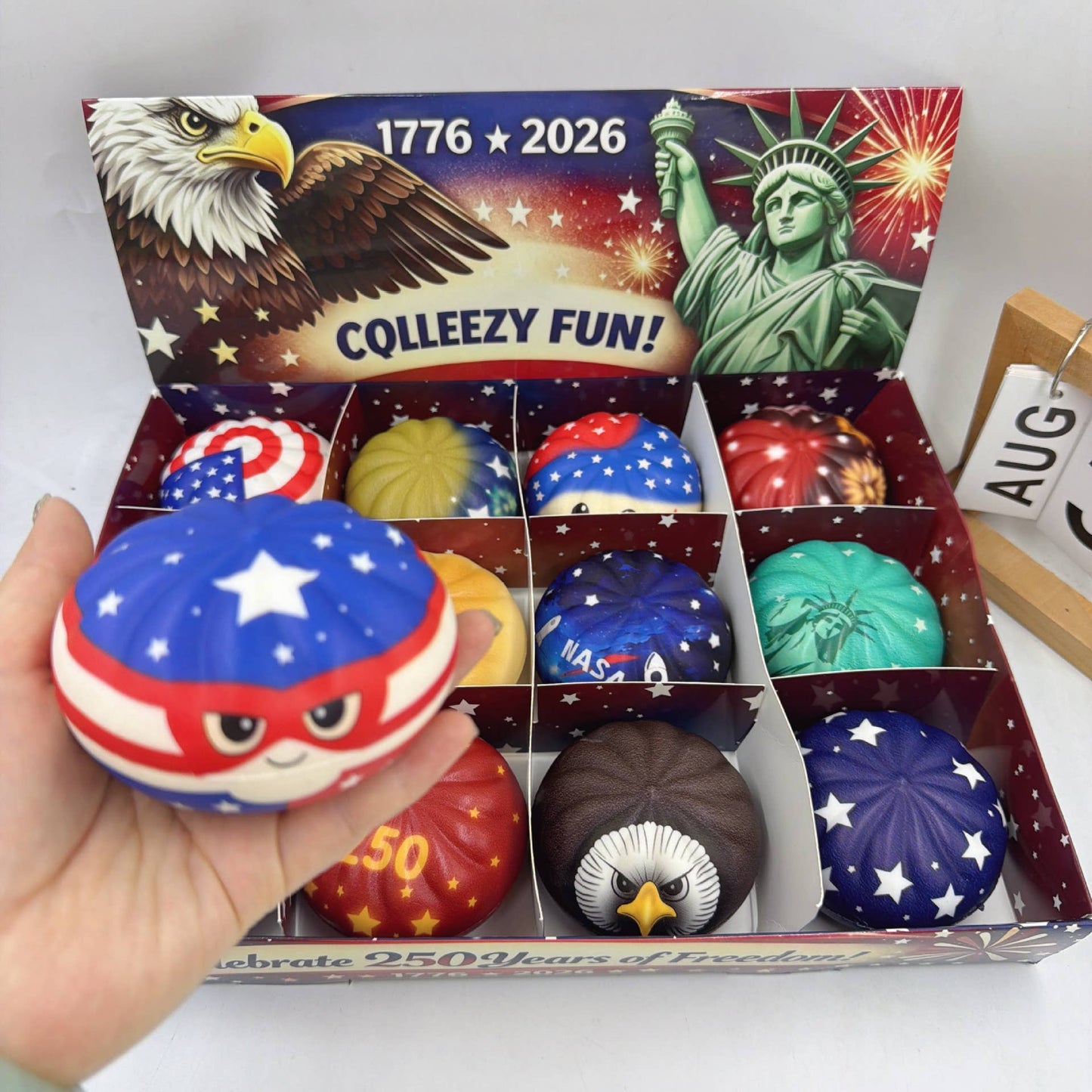 America 250 USA 250 Squishy Dumpling Fidget Toy box-12unit