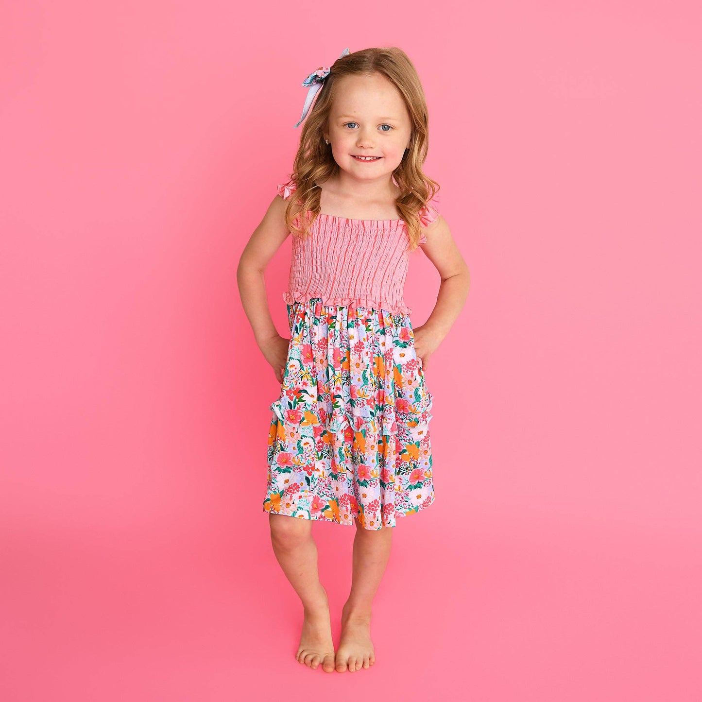 Cecelia Floral SMOCKED DRESS Bamboo Kids Outfit