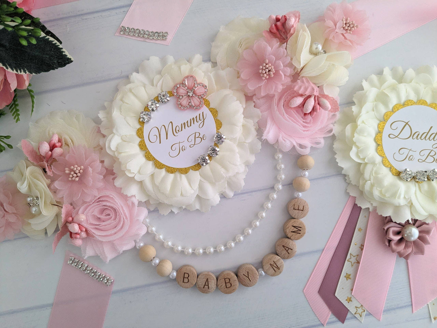 Blush Pink Baby Girl Shower Mom To Be Sash Belt
