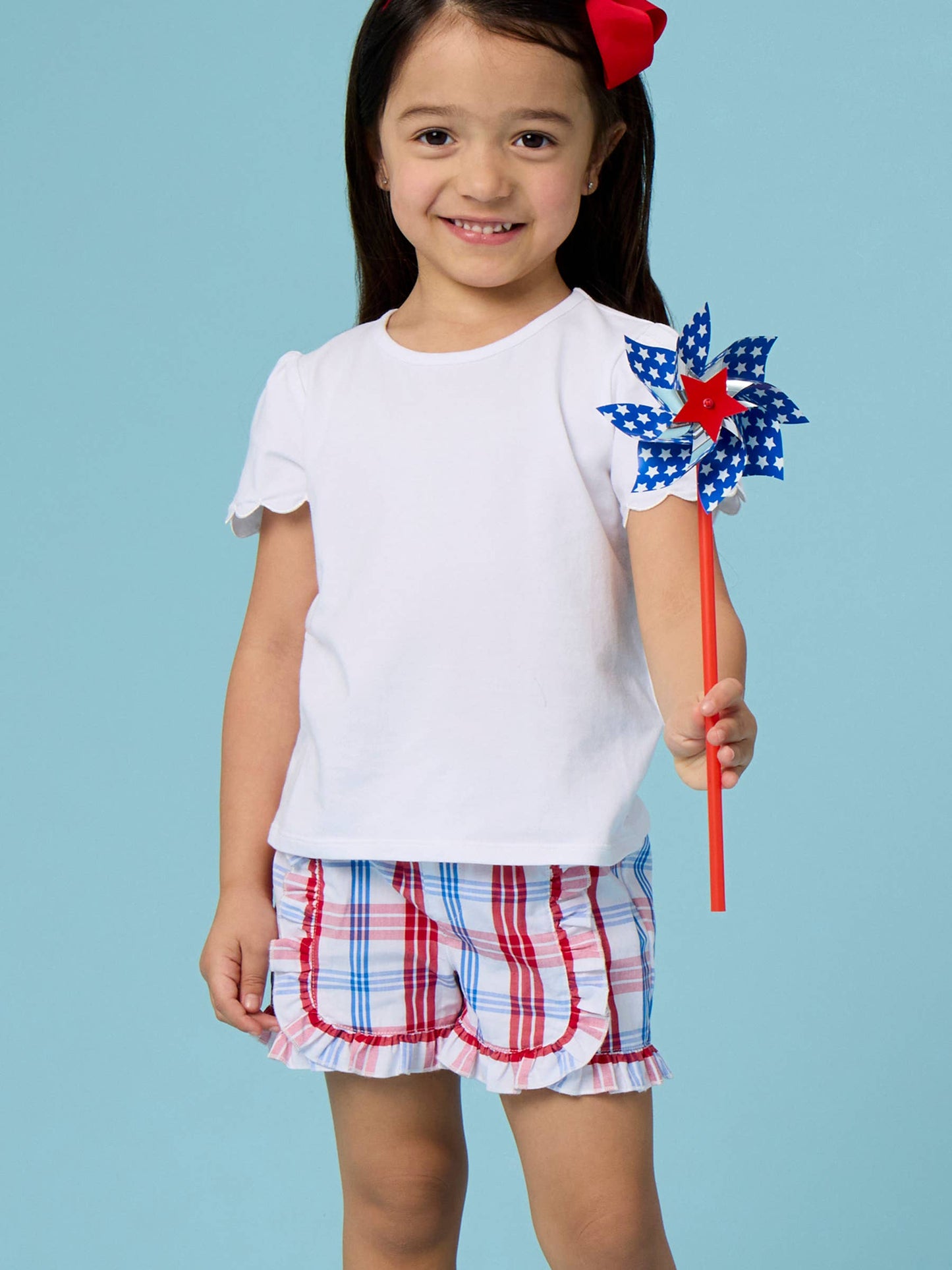 Toddler Girls Lincoln Plaid Ruffle Trim Woven Shorts