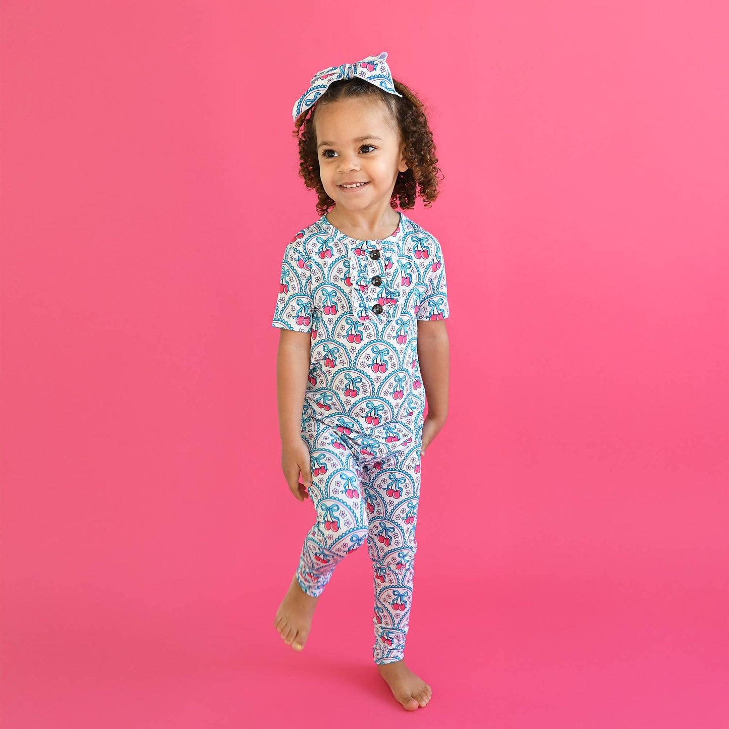 Cherry RUFFLE TWO PIECE Bamboo Cherry Lounge Set for Girls