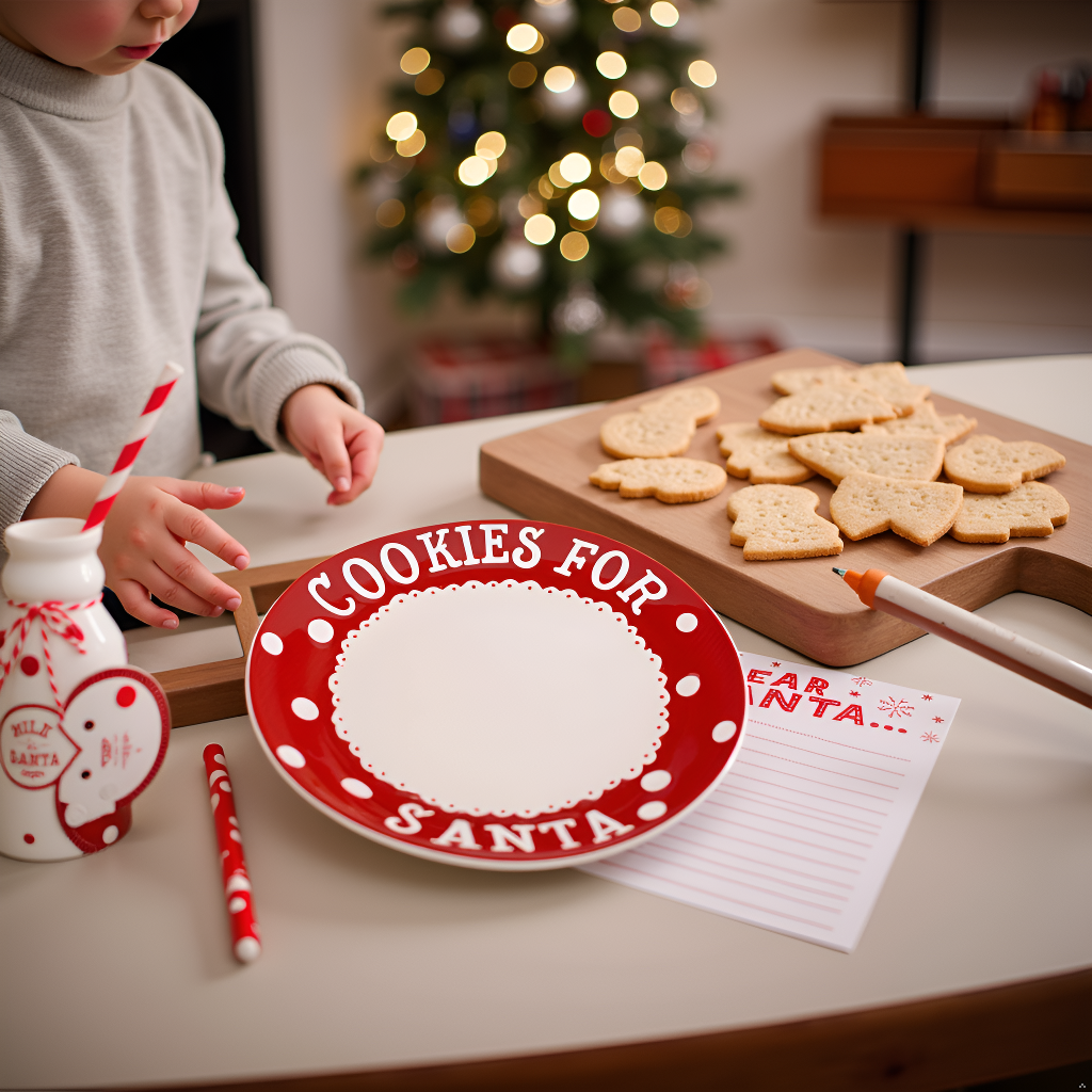 Christmas Santa's Milk Jug, Plate and Dear Santa Notepad Set