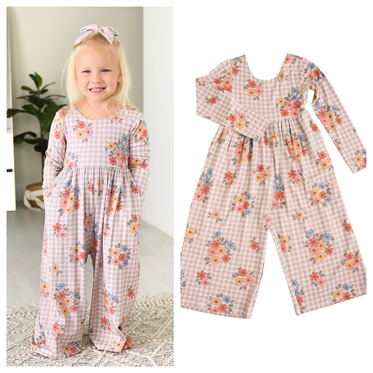 Callie WIDE LEG ROMPER Bamboo Floral Kids Clothing Outfit