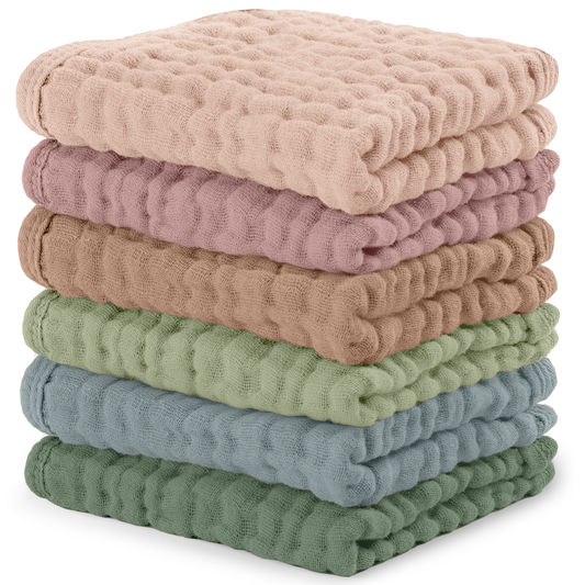 Baby Washcloths 100% Muslin Cotton by Comfy Cubs