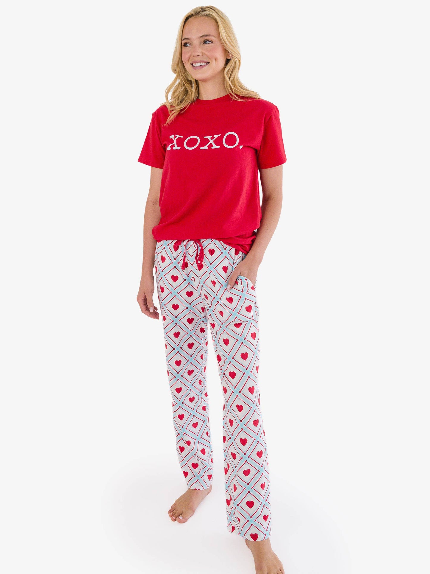 SoftSnooze™ Adult Cotton Modal Blue Sweetheart Plaid Pajama Pants