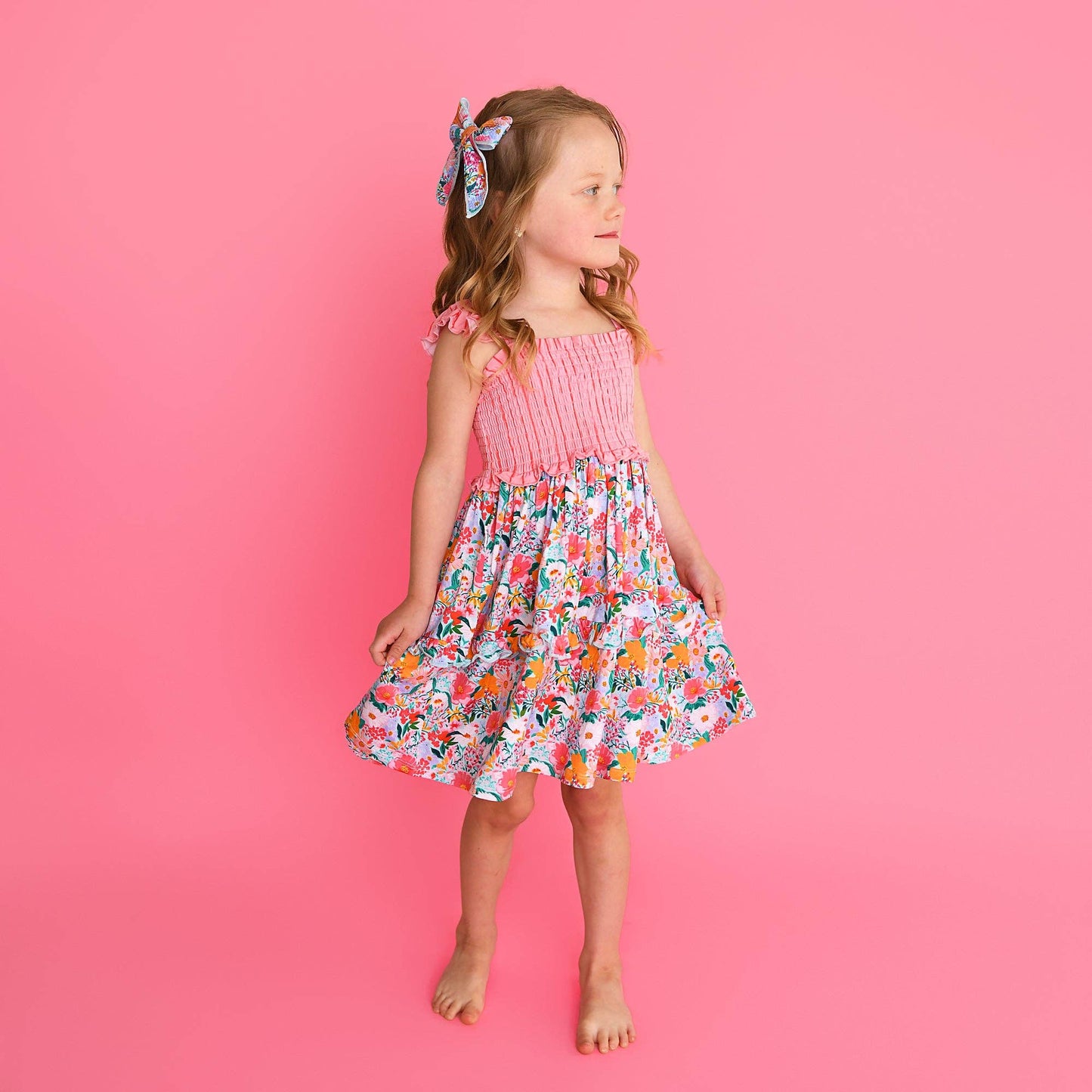 Cecelia Floral SMOCKED DRESS Bamboo Kids Outfit