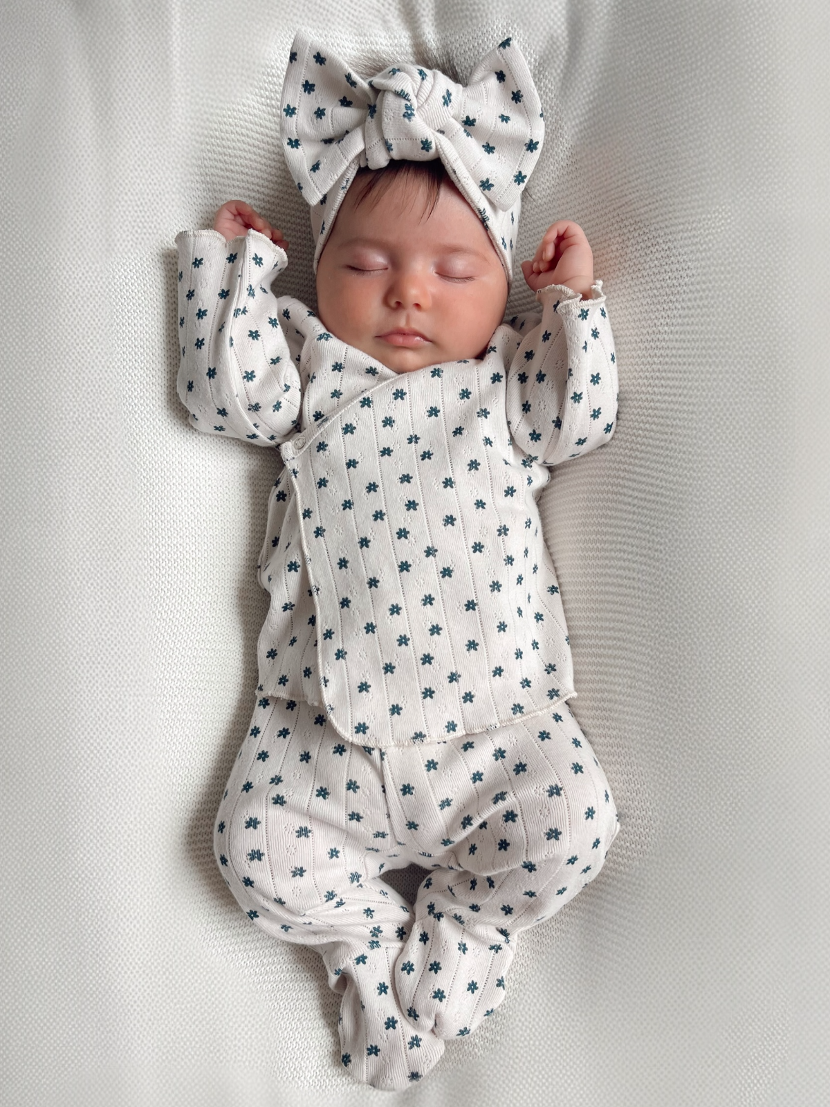 Blue Flower / Organic Pointelle Newborn Set