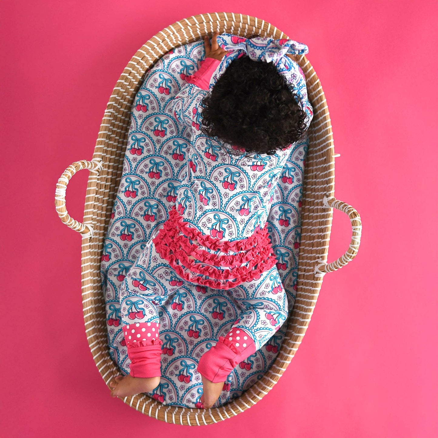 Cherry RUFFLE ZIP Bamboo One Piece Cherry Baby Outfit