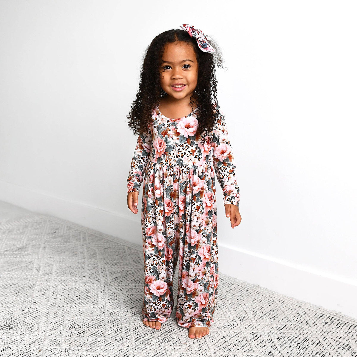 Laura WIDE LEG ROMPER Bamboo Floral Kids Clothing Outfit