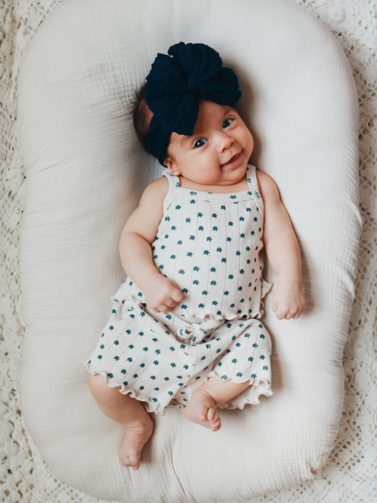 Blue Flower / Organic Pointelle Summer Set