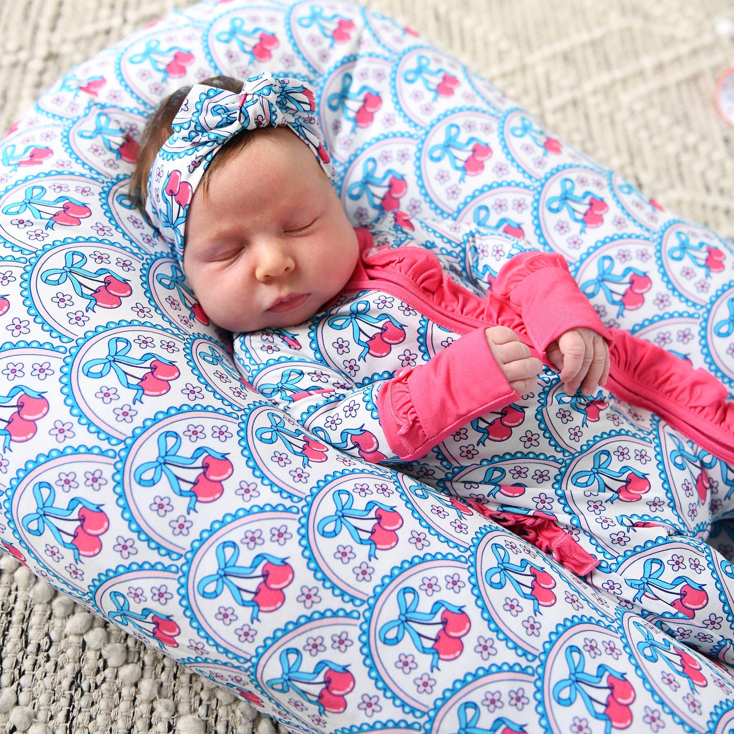 Cherry RUFFLE ZIP Bamboo One Piece Cherry Baby Outfit