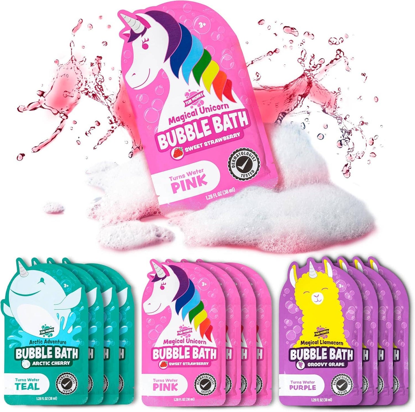 Tub Works® Magical Kids Bubble Bath, Pink, Purple & Teal Bath Colors
