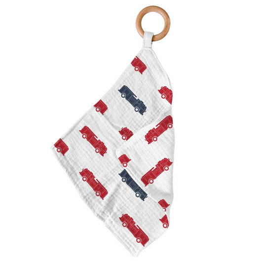 Blue and Red Fire Trucks Newcastle Teether