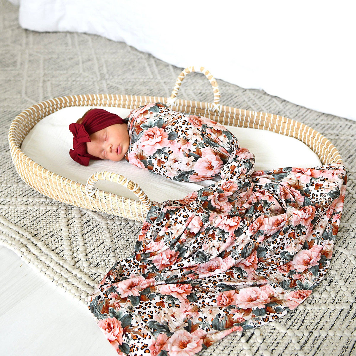 Laura SWADDLE Floral Bamboo Baby Blanket Coming Home Gift