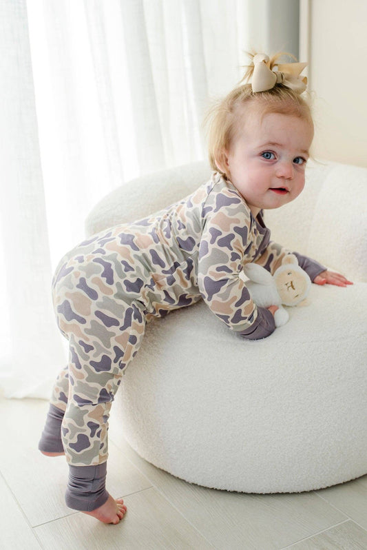 Convertible Zip Romper | Camo Cutie