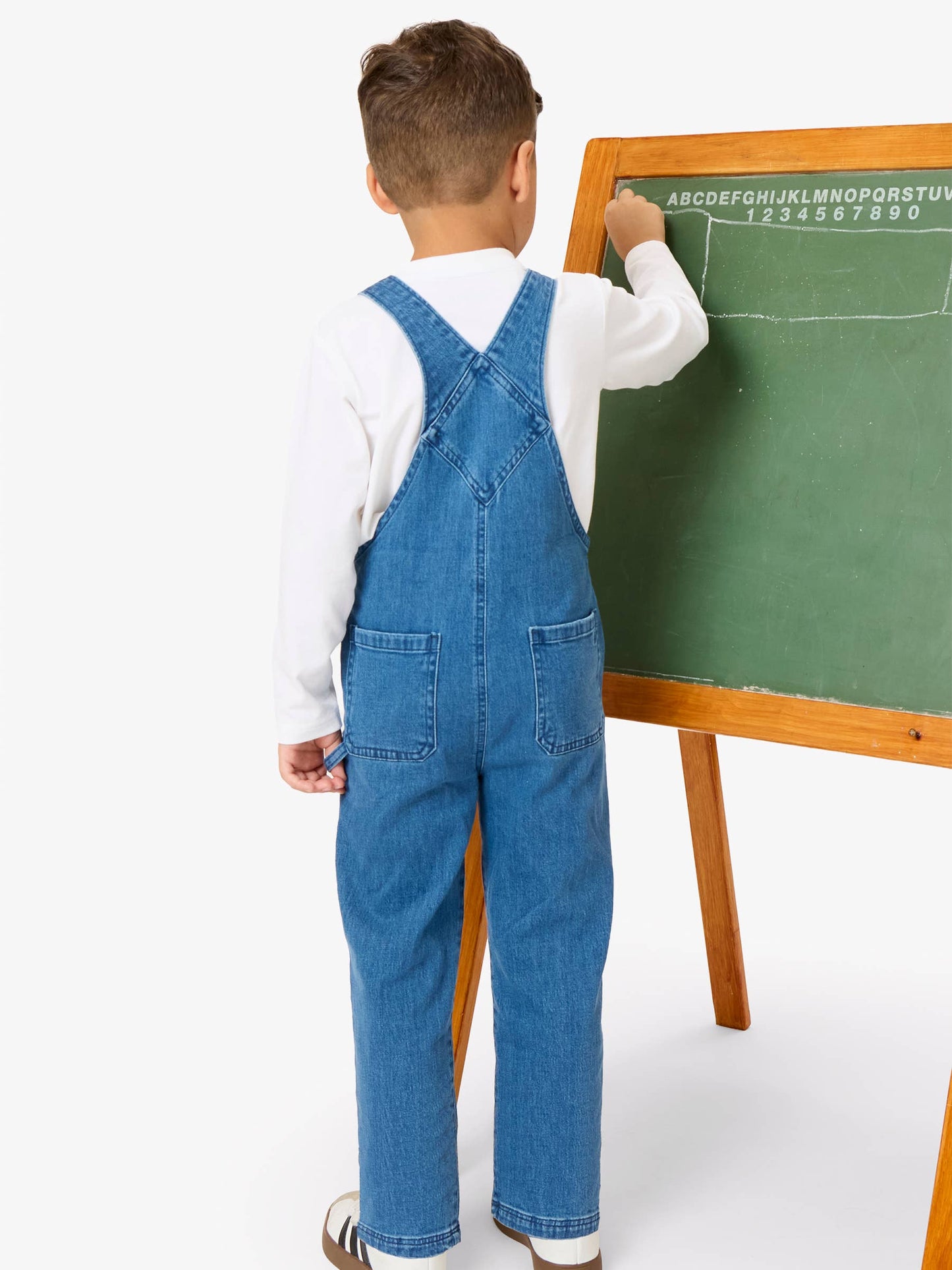 Boys Medium Wash Stretch Denim Overalls