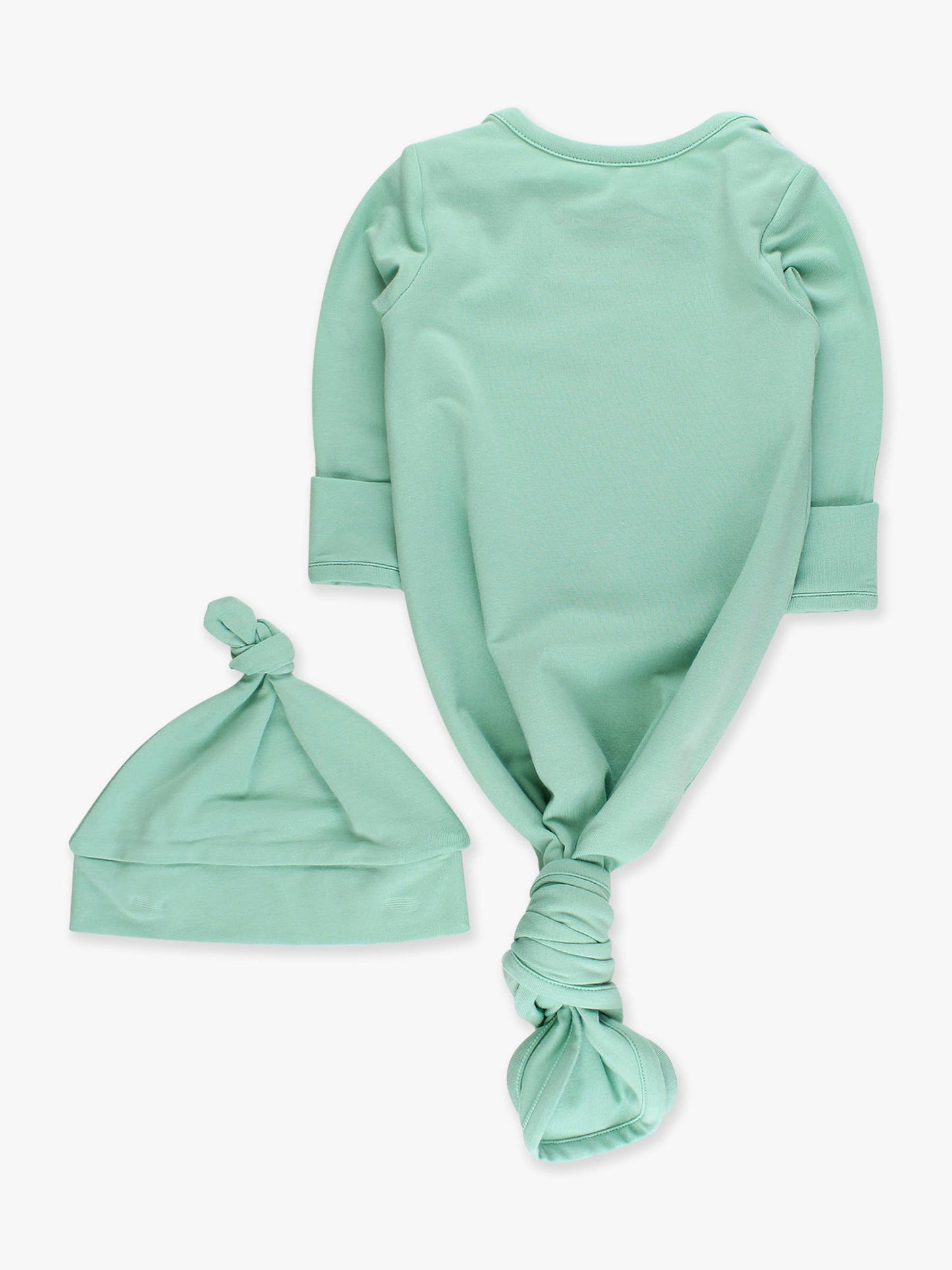 SoftSnooze™ Baby Cotton Modal Sage Knotted Sleep Gown & Hat Set